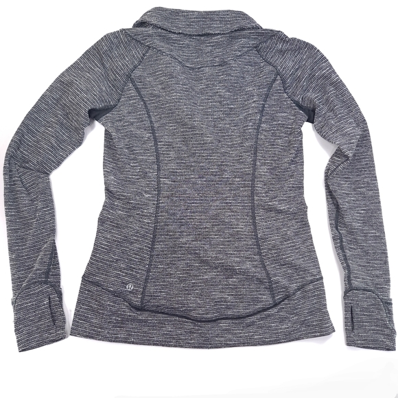 Lululemon Think Fast Women’s Pullover Heathered Black White Coco Pique - Size 10 - Picture 7 of 16